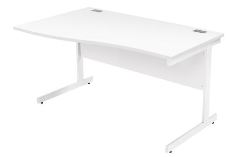 Fraction Plus Left Hand Wave Workstation - White with White Frame