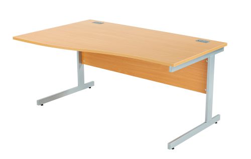 Fraction Plus Left Hand Wave Workstation - Beech with Silver Frame