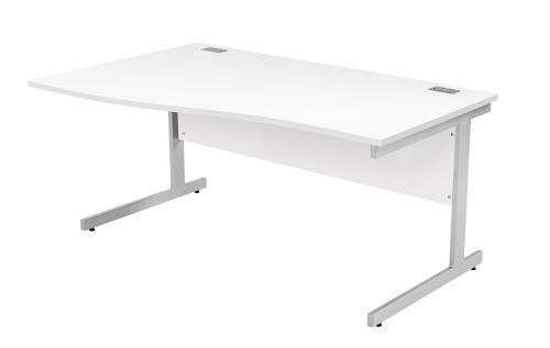 Fraction Plus Left Hand Wave Workstation - White with Silver Frame