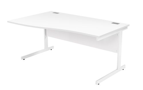 Fraction Plus Left Hand Wave Workstation - White with White Frame