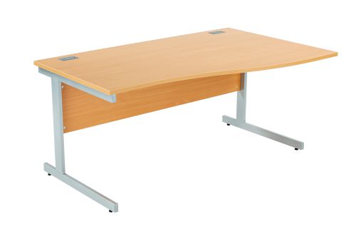 Fraction Plus Right Hand Wave Workstation - Beech with Silver Frame