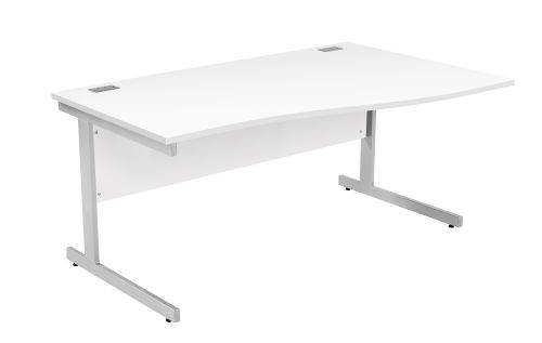 Fraction Plus Right Hand Wave Workstation - White with Silver Frame