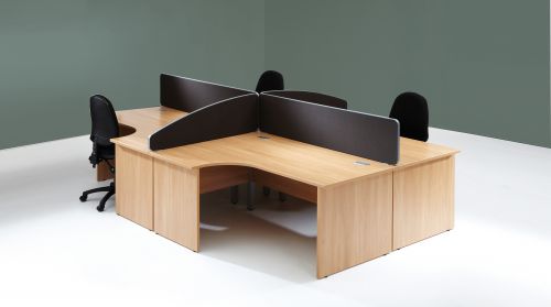 Lyle Desk Mounted Screen with Straight Top inc. Brackets - Black