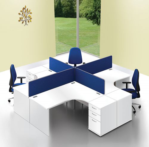 Lyle Desk Mounted Screen with Straight Top inc. Brackets - Blue