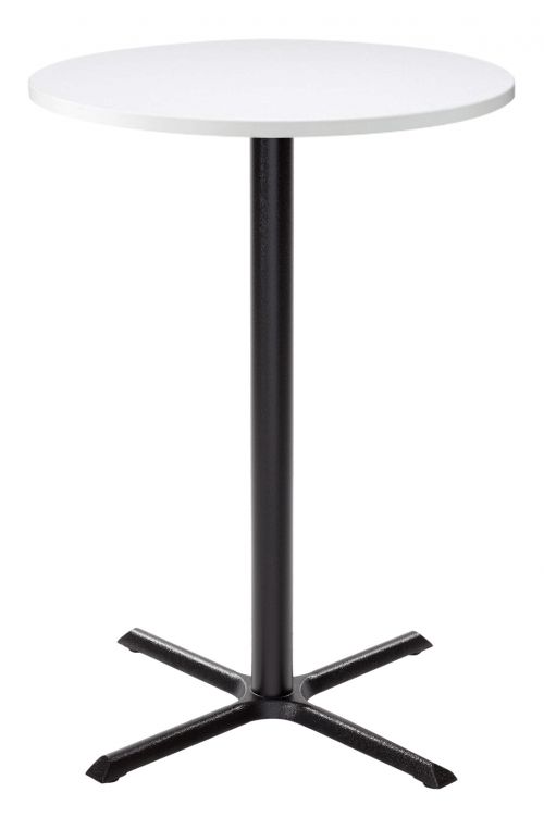 Orlando Poseur Round Dining Table - White with Black Column