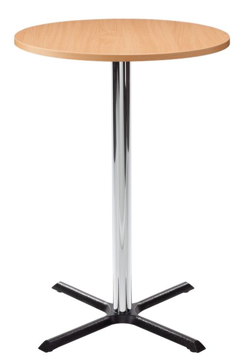 Orlando Poseur Round Dining Table - Beech with Chrome Column
