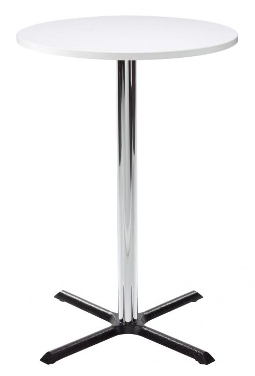 Orlando Poseur Round Dining Table - White with Chrome Column