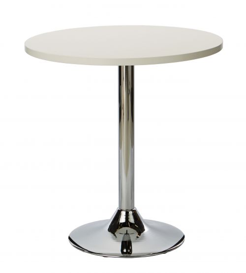 Ramiro Round Dining Table - White with Chrome Column