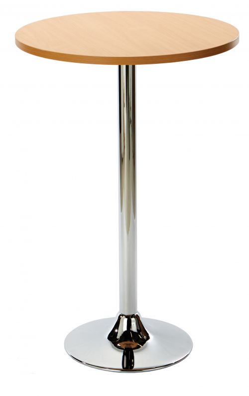 Ramiro Poseur Round Dining Table - Beech with Chrome Column