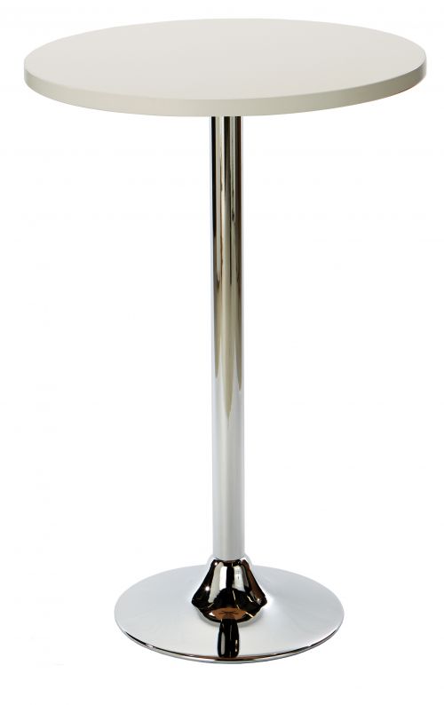 Ramiro Poseur Round Dining Table - White with Chrome Column