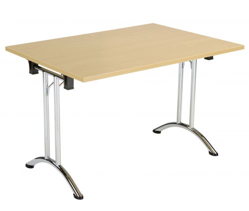 Union Rectangular Folding Meeting Table - Nova Oak with Chrome Frame
