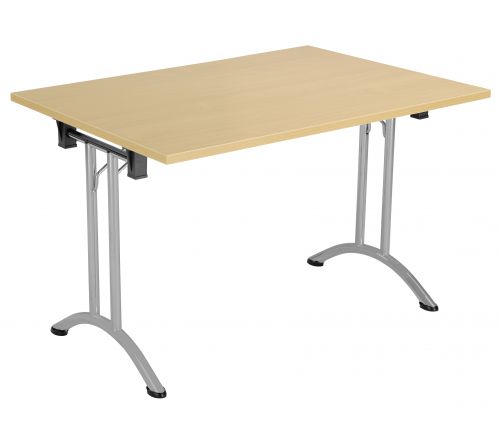 Union Rectangular Folding Meeting Table - Nova Oak with Silver Frame