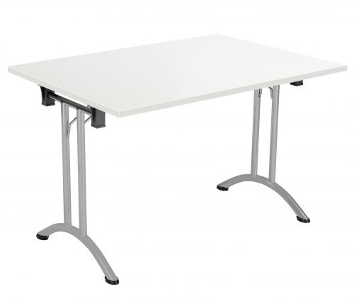 Union Rectangular Folding Meeting Table - White with Silver Frame