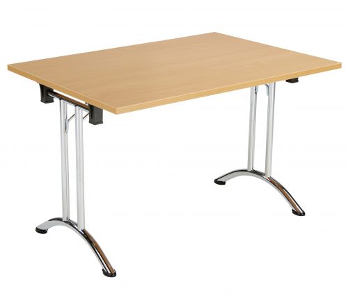 Union Rectangular Folding Meeting Table - Beech with Chrome Frame