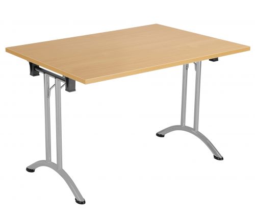 Union Rectangular Folding Meeting Table - Beech with Silver Frame