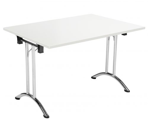 Union Rectangular Folding Meeting Table - White with Chrome Frame