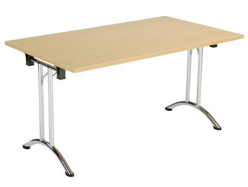 Union Rectangular Folding Meeting Table - Nova Oak with Chrome Frame