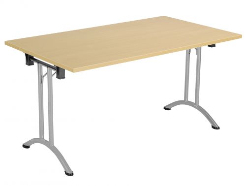 Union Rectangular Folding Meeting Table - Nova Oak with Silver Frame