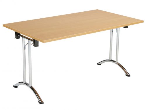 Union Rectangular Folding Meeting Table - Beech with Chrome Frame