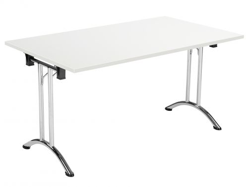 Union Rectangular Folding Meeting Table - White with Chrome Frame