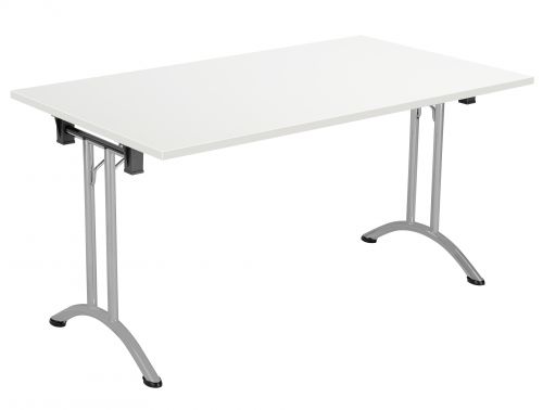 Union Rectangular Folding Meeting Table - White with Silver Frame