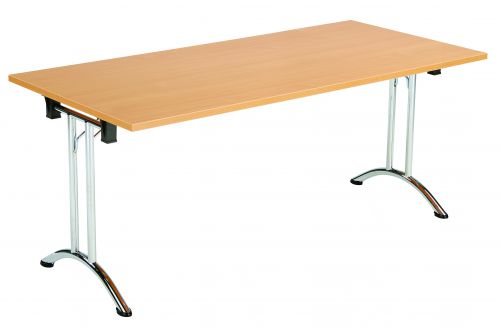 Union Rectangular Folding Meeting Table - Beech with Chrome Frame