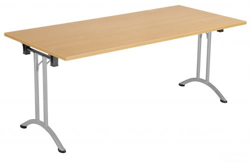 Union Rectangular Folding Meeting Table - Beech with Silver Frame