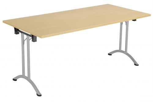 Union Rectangular Folding Meeting Table - Nova Oak with Silver Frame