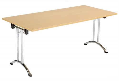 Union Rectangular Folding Meeting Table - Nova Oak with Chrome Frame