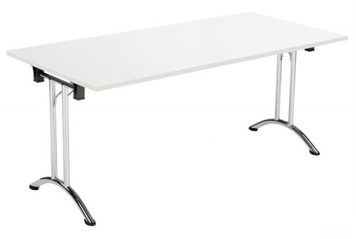 Union Rectangular Folding Meeting Table - White with Chrome Frame