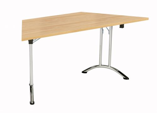 Union Trapezoidal Folding Meeting Table - Beech with Silver Frame