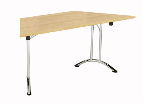 Union Trapezoidal Folding Meeting Table - Nova Oak with Chrome Frame