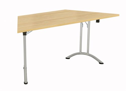 Union Trapezoidal Folding Meeting Table - Nova Oak with Silver Frame