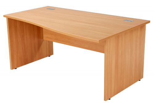 Workmode Right Hand Wave Workstation with Panel Ends - Beech