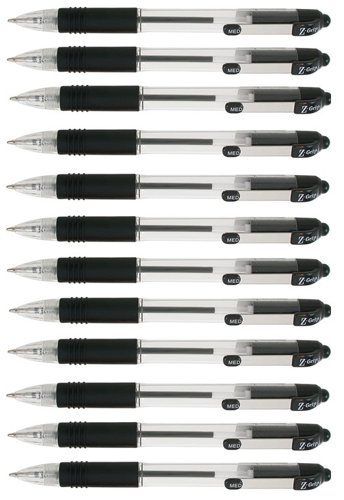 Zebra Z-Grip Retractable Ballpoint 1.0mm Tip Black (Pack 12) - 22210